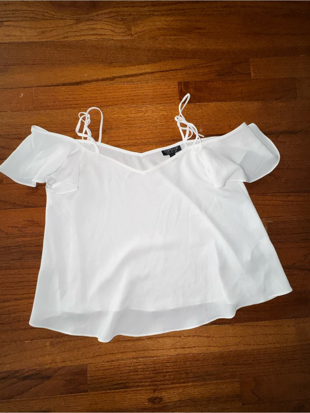 Topshop White Off-Shoulder Tie-Strap Camisole